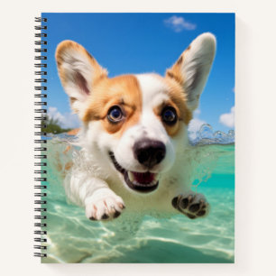 Corgi Pet Hund Tierspass Wasser spielen Notizblock