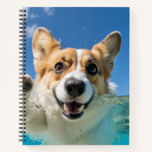 Corgi Pet Hund Tierspass Wasser spielen Notizblock