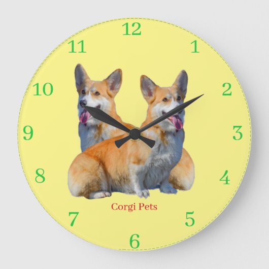 Corgi Pets Große Wanduhr (Vorderseite)