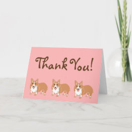 Corgi Pink und Brown Danke Karte