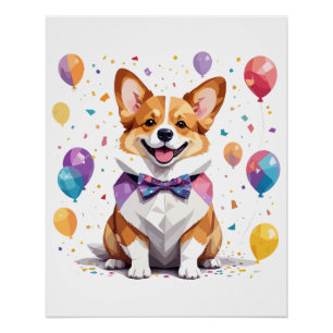 Corgi Playful Adorable Fun Animal Colorful Happy Poster