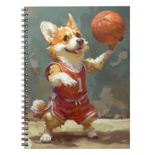 Corgi Playing Basketball Notizblock (Vorderseite)