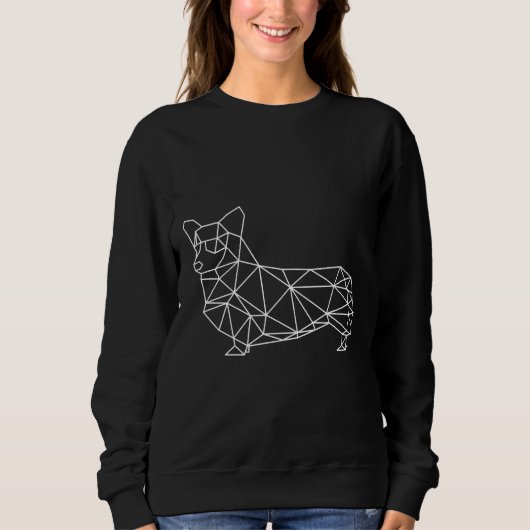 Corgi Polygon Minimalistisch Grid Sweatshirt (Vorderseite)