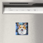 Corgi Portrait auf Abstrakt Magnet (In Situ (Geschirrspüler))
