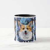Corgi Portrait auf Abstrakt Personalisiert Tasse (Zentrum)