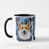 Corgi Portrait auf Abstrakt Personalisiert Tasse (Links)