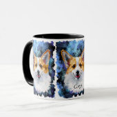 Corgi Portrait auf Abstrakt Personalisiert Tasse (Vorderseite Links)