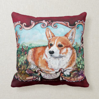 Corgi-Porträt durch Kirsche O'Neill Kissen