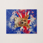 Corgi-Porträt mit Großbritannien-Flagge Puzzle (Horizontal)