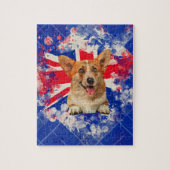 Corgi-Porträt mit Großbritannien-Flagge Puzzle (Vertikal)