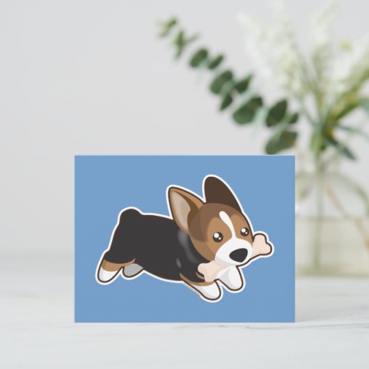 Corgi Postkarte (Stehend Vorderseite)