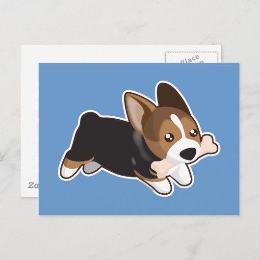 Corgi Postkarte (Vorne/Hinten)