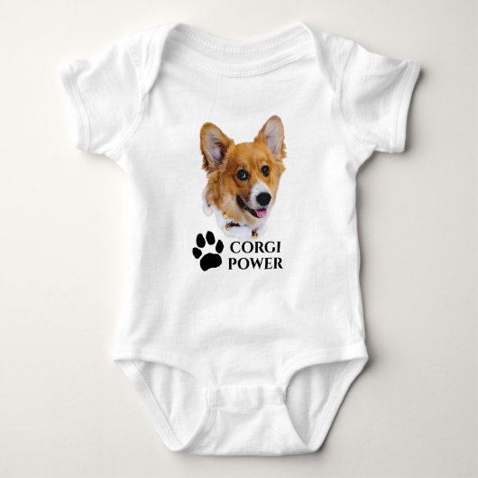 Corgi Power Baby Strampler (Vorderseite)