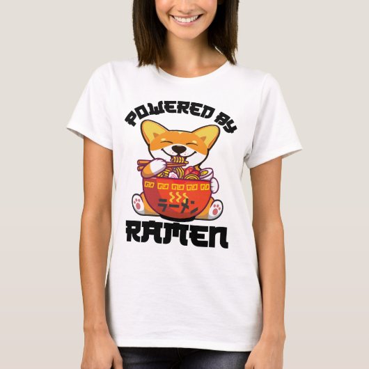 CORGI POWERBY RAMEN | Kawaii Corgi, der Ramen isst T-Shirt (Vorderseite)