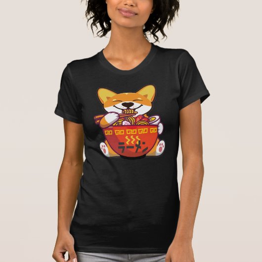 CORGI POWERBY RAMEN | Kawaii Corgi, der Ramen isst T-Shirt (Vorderseite)