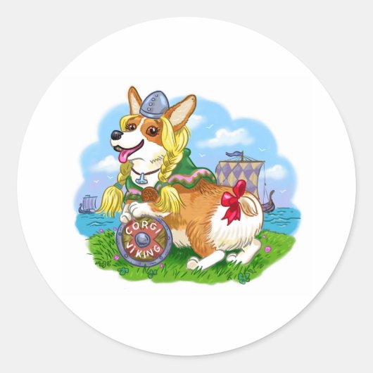 Corgi Princess Runder Aufkleber (Vorderseite)