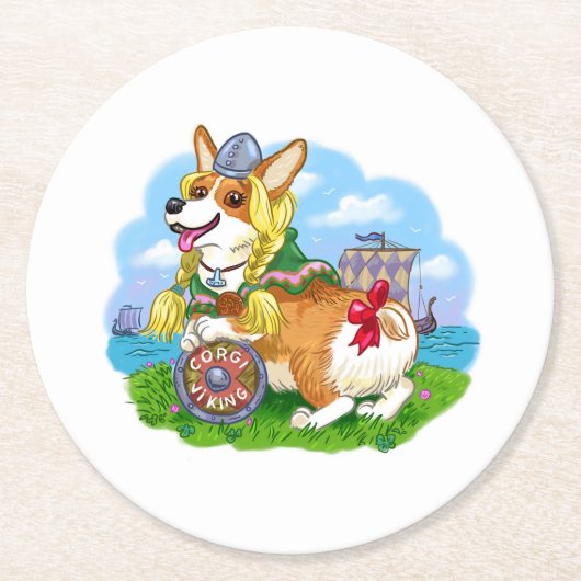 Corgi Princess Runder Pappuntersetzer (Vorderseite)