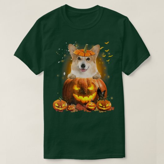 Corgi PumpkinFunny Niedlich Dog Lover Halloween T-Shirt (Design vorne)