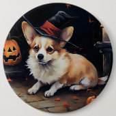 Corgi Pumpkins Halloween Beängstigend Button (Vorderseite)