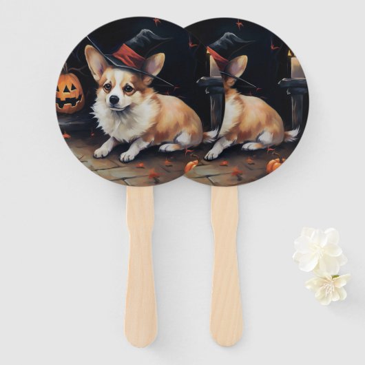 Corgi Pumpkins Halloween Beängstigend Fächer (Vorne und Hinten)