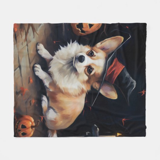 Corgi Pumpkins Halloween Beängstigend Fleecedecke