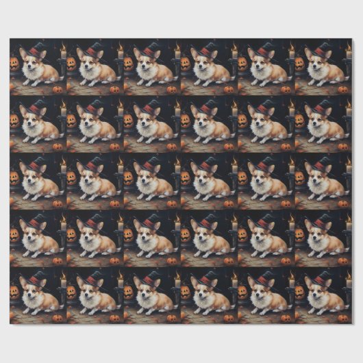 Corgi Pumpkins Halloween Beängstigend Geschenkpapier (Flach)