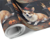 Corgi Pumpkins Halloween Beängstigend Geschenkpapier (Rolleneckpunkt)