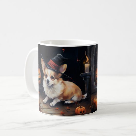 Corgi Pumpkins Halloween Beängstigend Kaffeetasse (Vorderseite Links)