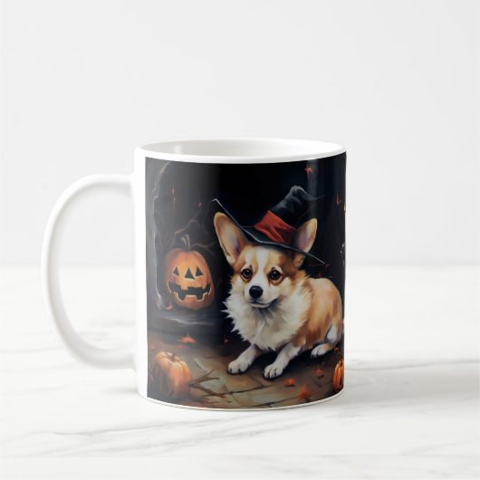 Corgi Pumpkins Halloween Beängstigend Kaffeetasse (Links)