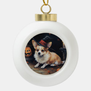 Corgi Pumpkins Halloween Beängstigend Keramik Kugel-Ornament
