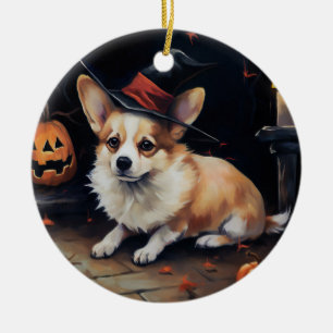 Corgi Pumpkins Halloween Beängstigend Keramik Ornament