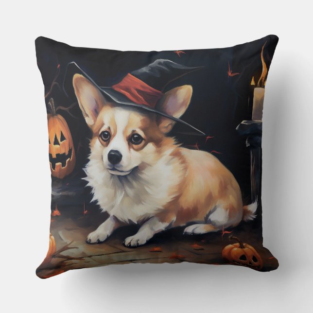Corgi Pumpkins Halloween Beängstigend Kissen (Rückseite)