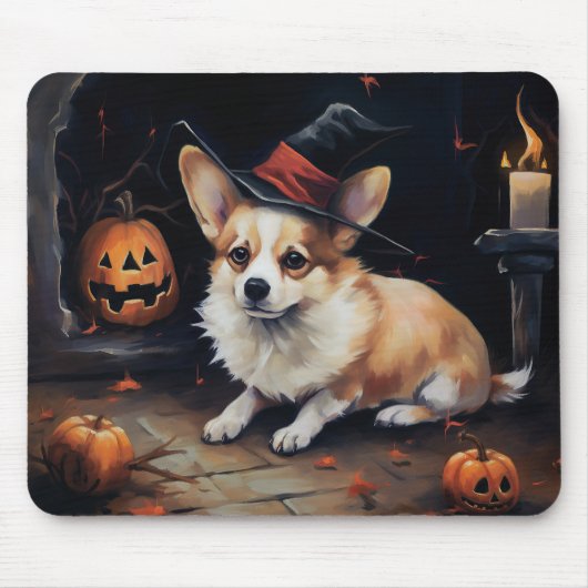 Corgi Pumpkins Halloween Beängstigend Mousepad (Vorne)
