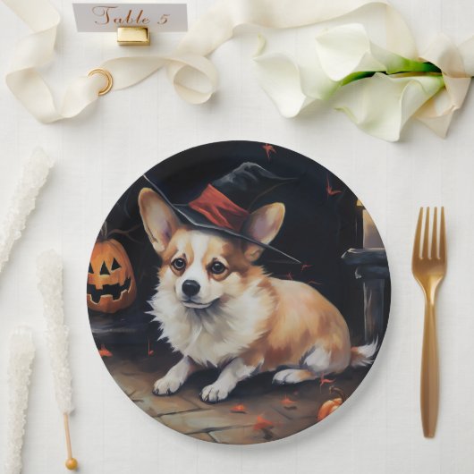 Corgi Pumpkins Halloween Beängstigend Pappteller (Hochzeit)