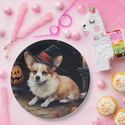 Corgi Pumpkins Halloween Beängstigend Pappteller (Party)