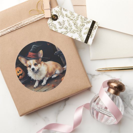 Corgi Pumpkins Halloween Beängstigend Runder Aufkleber (Schenken)