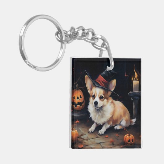 Corgi Pumpkins Halloween Beängstigend Schlüsselanhänger (Vorderseite links)