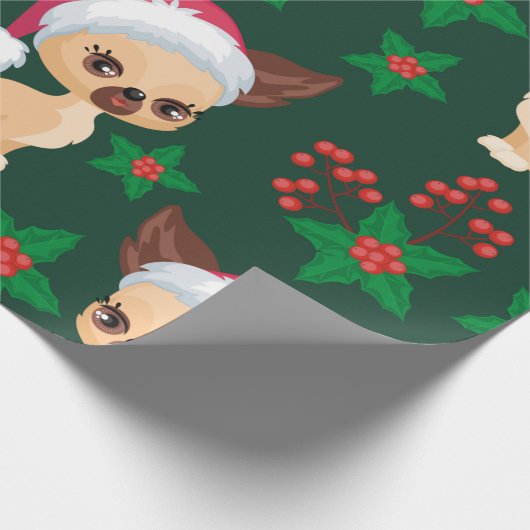 Corgi Puppy Dog Elf Weihnachtsfest Frohe Weihnacht Geschenkpapier (Ecke)