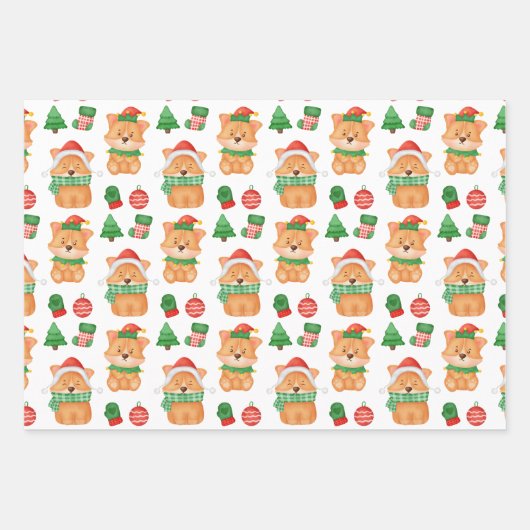 Corgi Puppy Dog Elf Weihnachtsfest Frohe Weihnacht Geschenkpapier Set (Vorderseite 2)