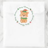 Corgi Puppy Dog Niedlich Elf Festival Frohe Weihna Runder Aufkleber (Tasche)