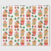 Corgi Puppy Dog Niedlich Festlicher Elf Weihnachte Geschenkpapier (Flach)