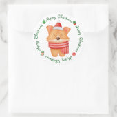 Corgi Puppy Dog Niedlich Weihnachten Weihnachten Runder Aufkleber (Tasche)
