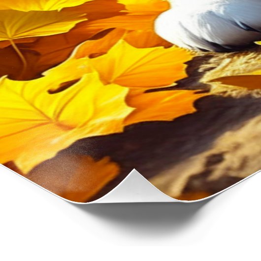 Corgi Puppy Dog Spielen in Herbstlauben Poster (Ecke)