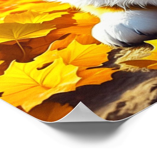 Corgi Puppy Dog Spielen in Herbstlauben Poster (Ecke)