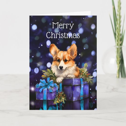 Corgi Puppy Dog Weihnachtskarte Karte (Vorderseite)