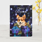Corgi Puppy Dog Weihnachtskarte Karte (Gelbe Blume)
