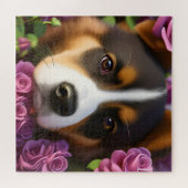 Corgi Puppy in lila Rose Puzzle (Horizontal)