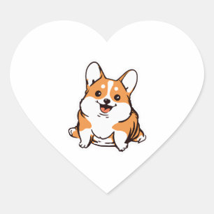 Corgi Puppy Niedlich Hund Lover Retro Herz-Aufkleber