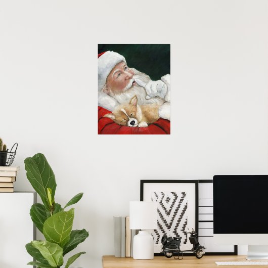 Corgi Puppy und Santa Dog Kunst drucken Poster (Heimbüro)