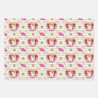 Corgi Puppy Valentinstag Wrapping Paper Geschenkpapier Set